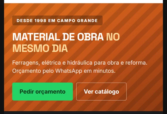 Primeira tela de um site, com a promessa e os botões