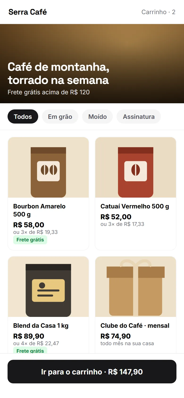 Site de loja no celular